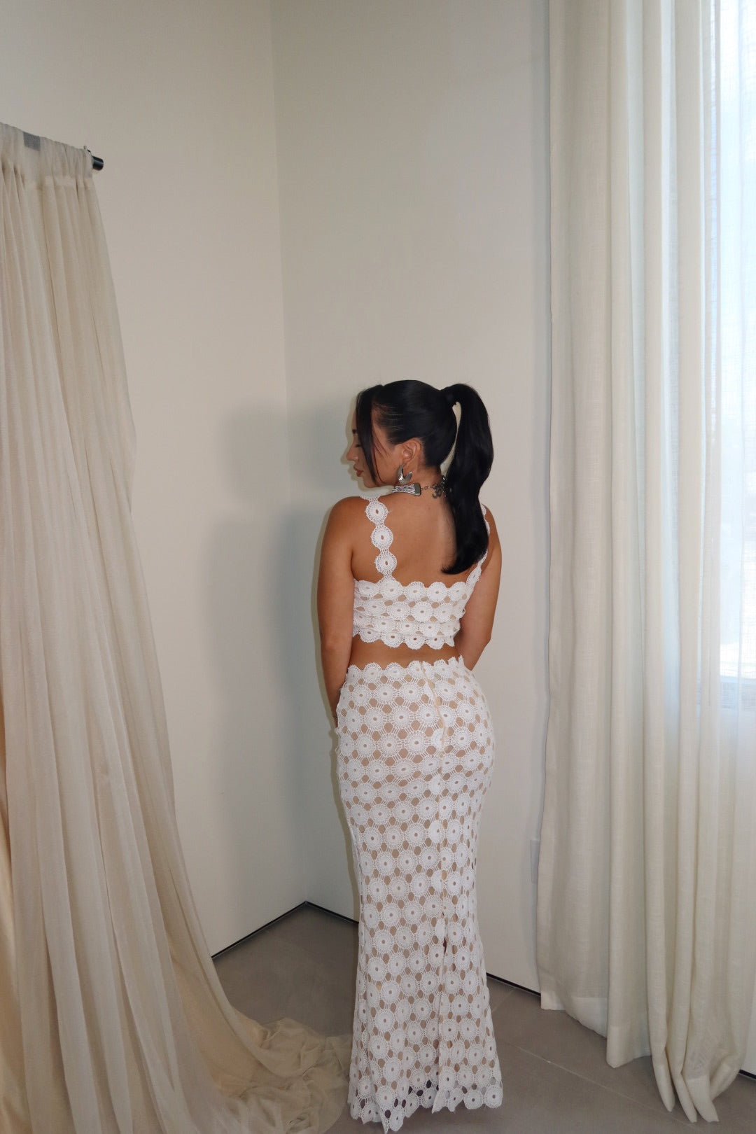 White Magnolia Skirt Set