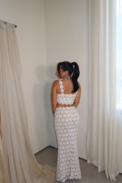 White Magnolia Skirt Set