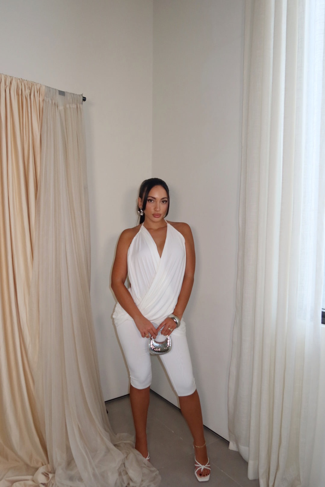 Bec Backless Capri Jumpsuit (Ivory)