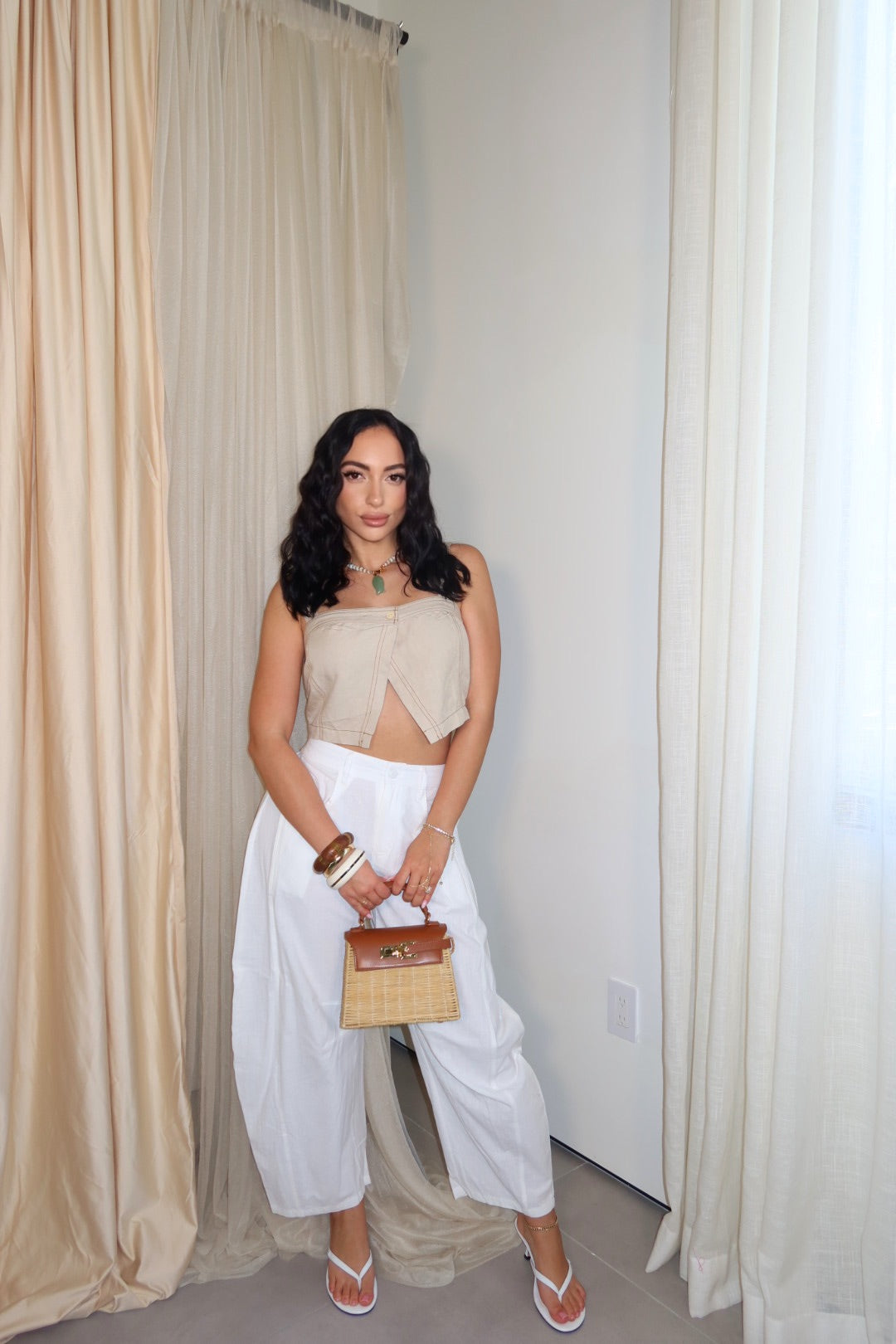 Coastal Breeze Linen Pants (White)