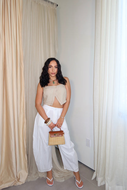 Coastal Breeze Linen Pants (White)