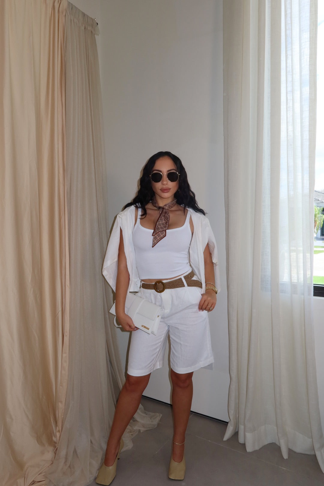 Daisy Linen Short Set (White)