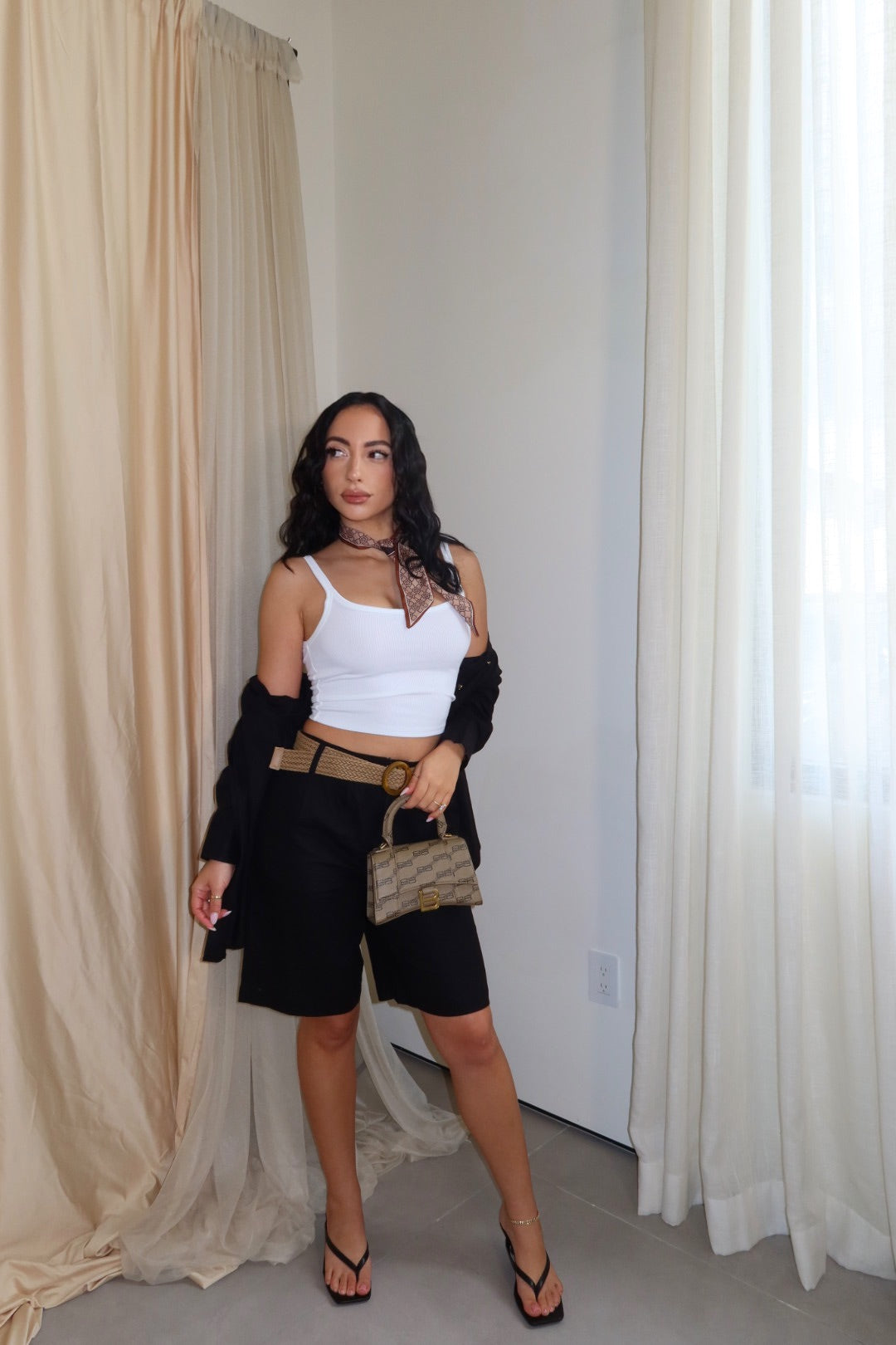 Daisy Linen Short Set (Black)