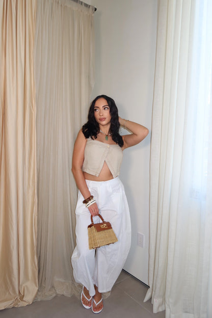 Coastal Breeze Linen Pants (White)