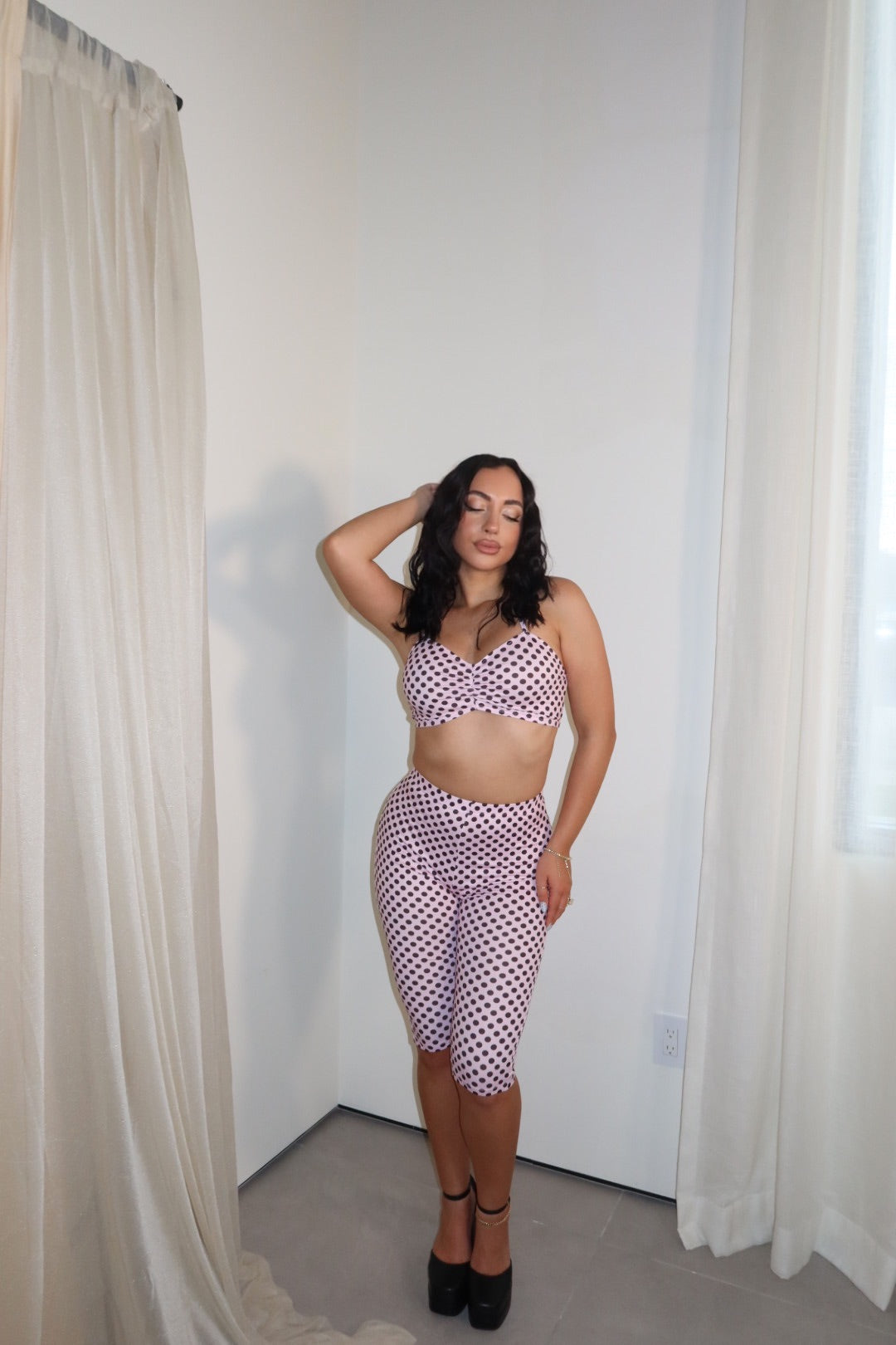 Polka Dot Legging Set (Pink and Black)