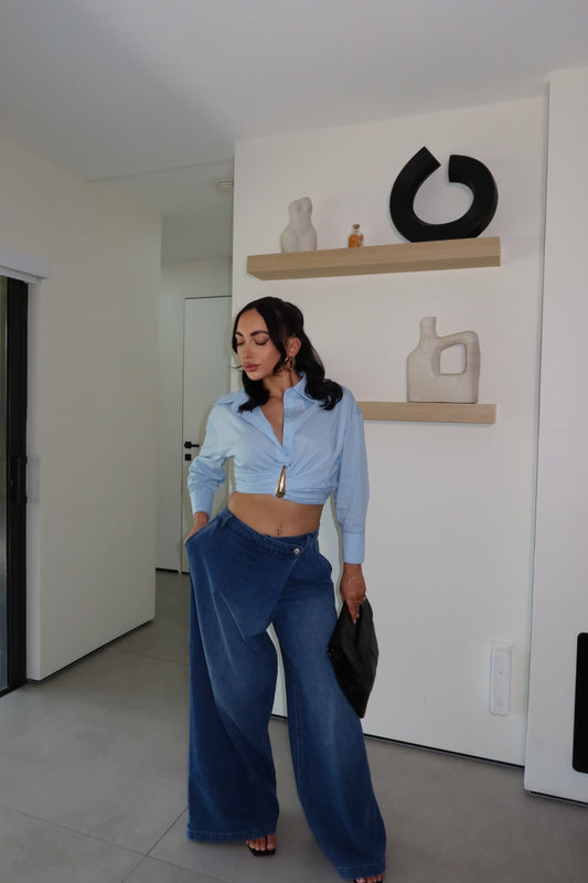 Josie Wrapped Waist Wide Leg Jeans