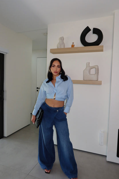Josie Wrapped Waist Wide Leg Jeans