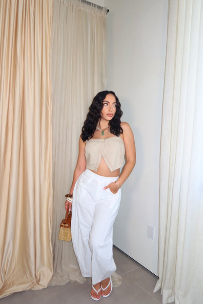 Coastal Breeze Linen Pants (White)