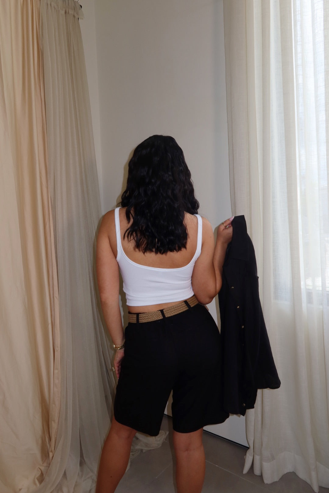 Daisy Linen Short Set (Black)