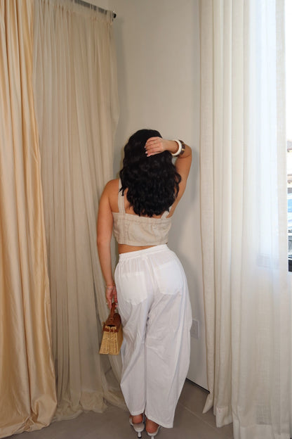 Coastal Breeze Linen Pants (White)