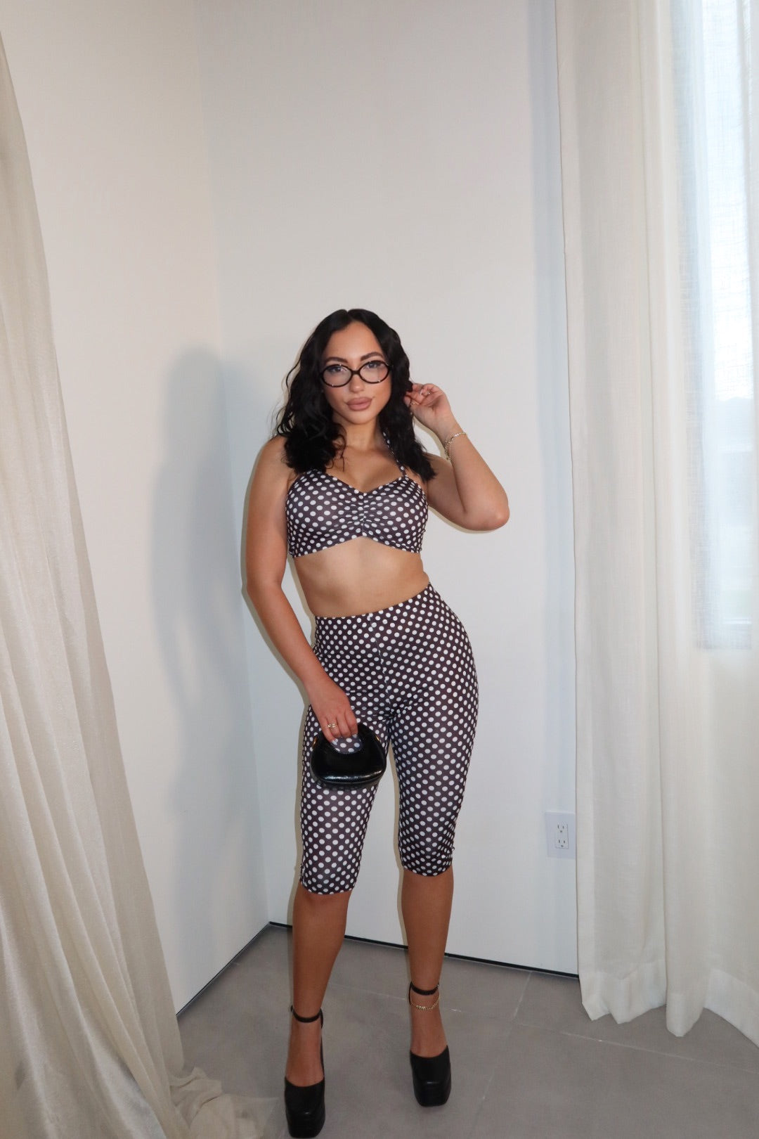 Polka dot Legging Set (black and white)