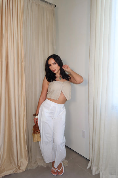 Coastal Breeze Linen Pants (White)