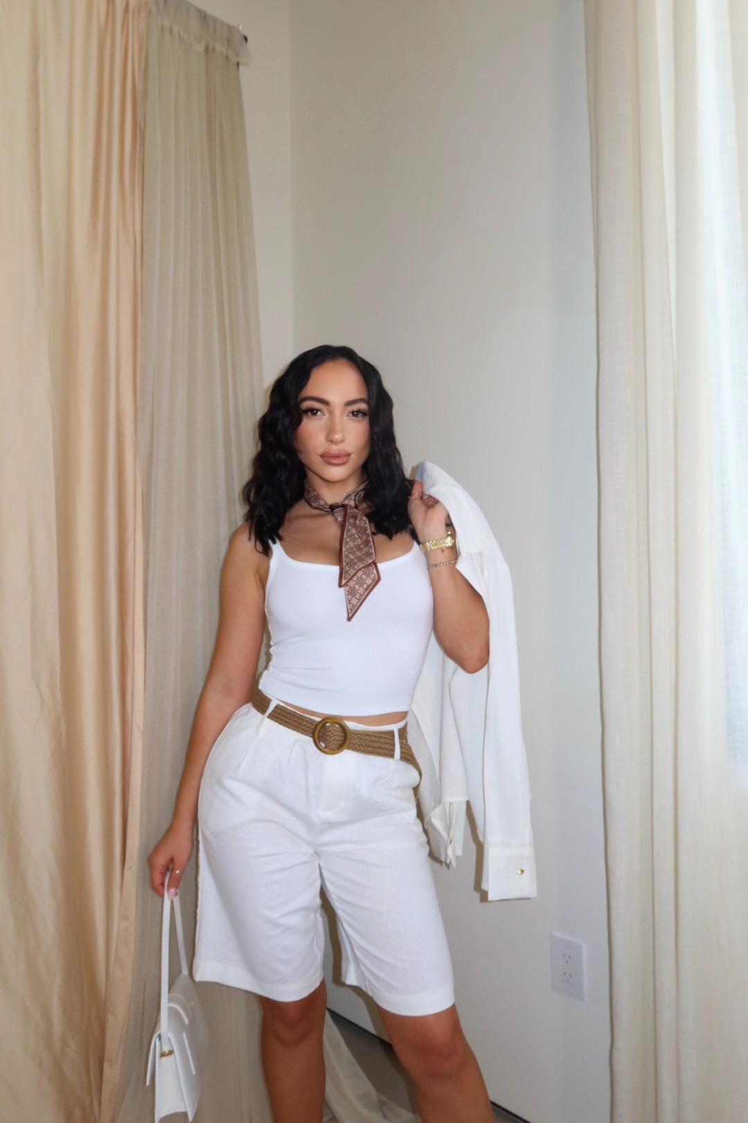 Daisy Linen Short Set (White)