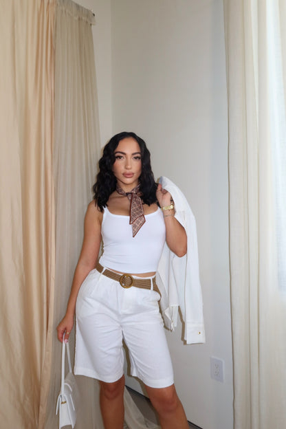 Daisy Linen Short Set (White)