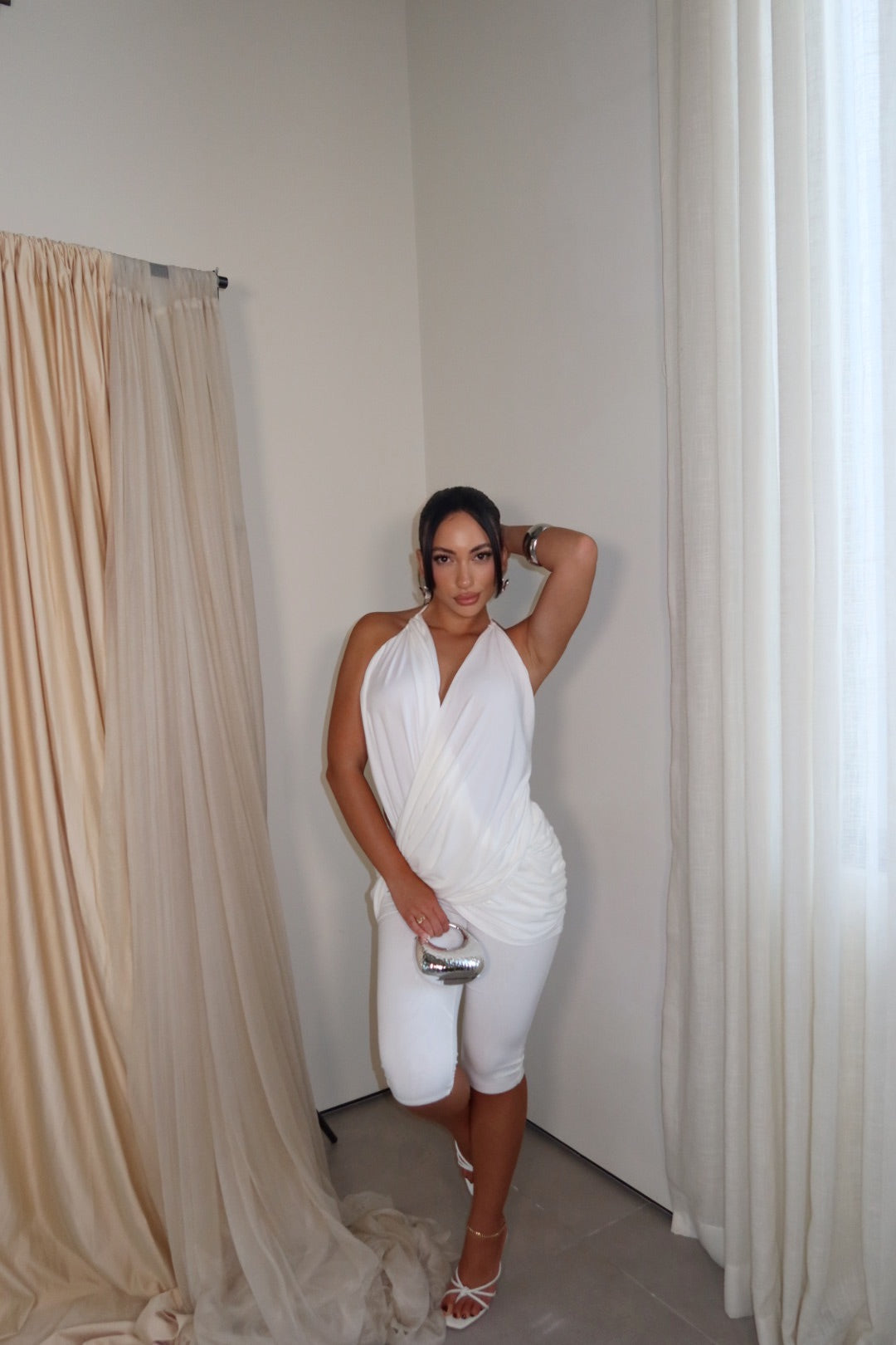 Bec Backless Capri Jumpsuit (Ivory)