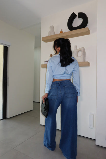 Josie Wrapped Waist Wide Leg Jeans