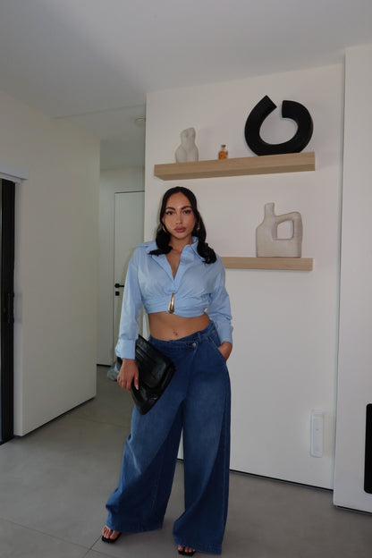 Josie Wrapped Waist Wide Leg Jeans