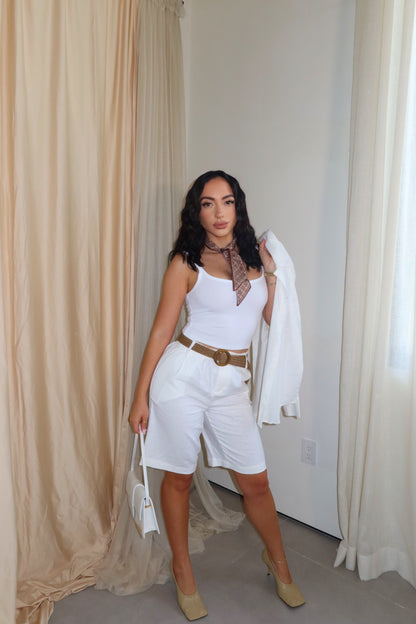 Daisy Linen Short Set (White)