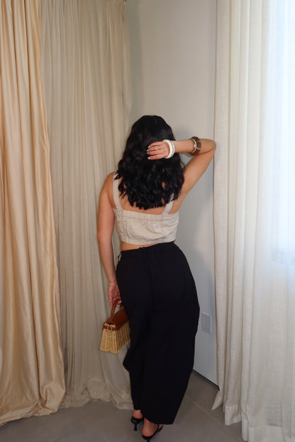 Coastal Breeze Linen Pants (Black)