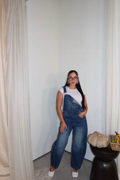 Tish Denim Barrel Overalls