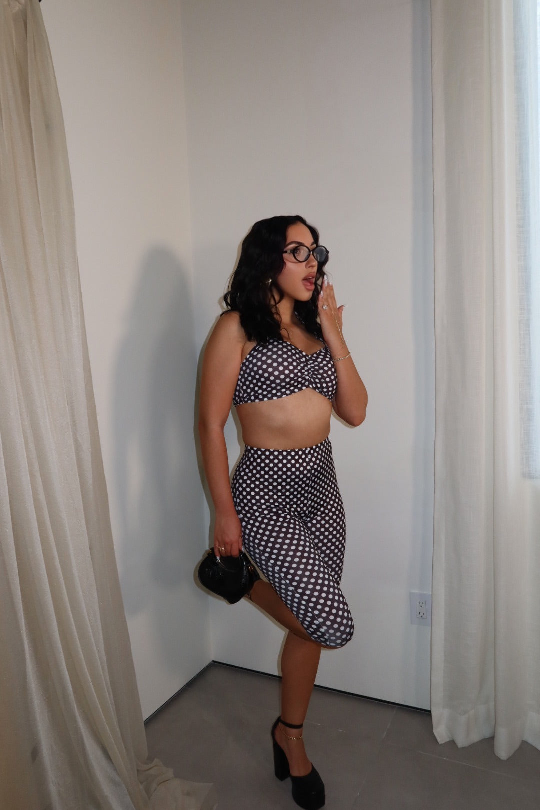 Polka dot Legging Set (black and white)